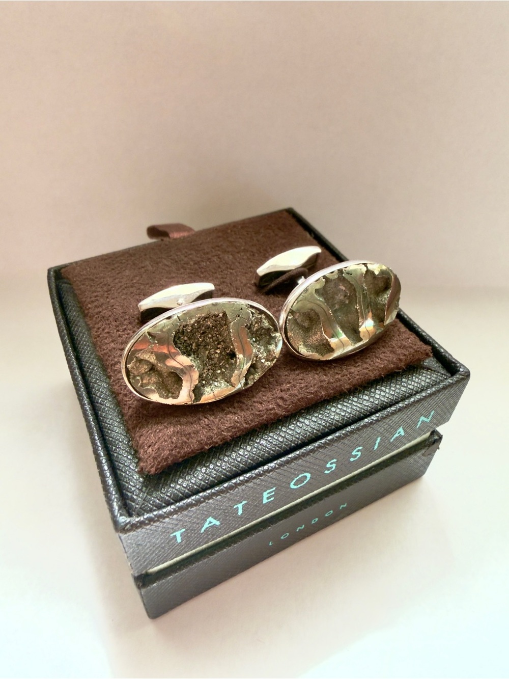 Tateossian CL3501 Ammonite Fossil .925 Sterling Silver Cufflinks Limited 7/14